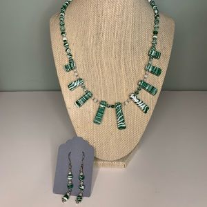 Beautiful Handmade Necklace Set. Green. Approximately 21” long. NEW. Uni…